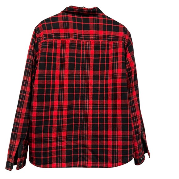 North Face Flannel Fleece Campfire Shacket, Red Black Plaid, L - Picture 5 of 11